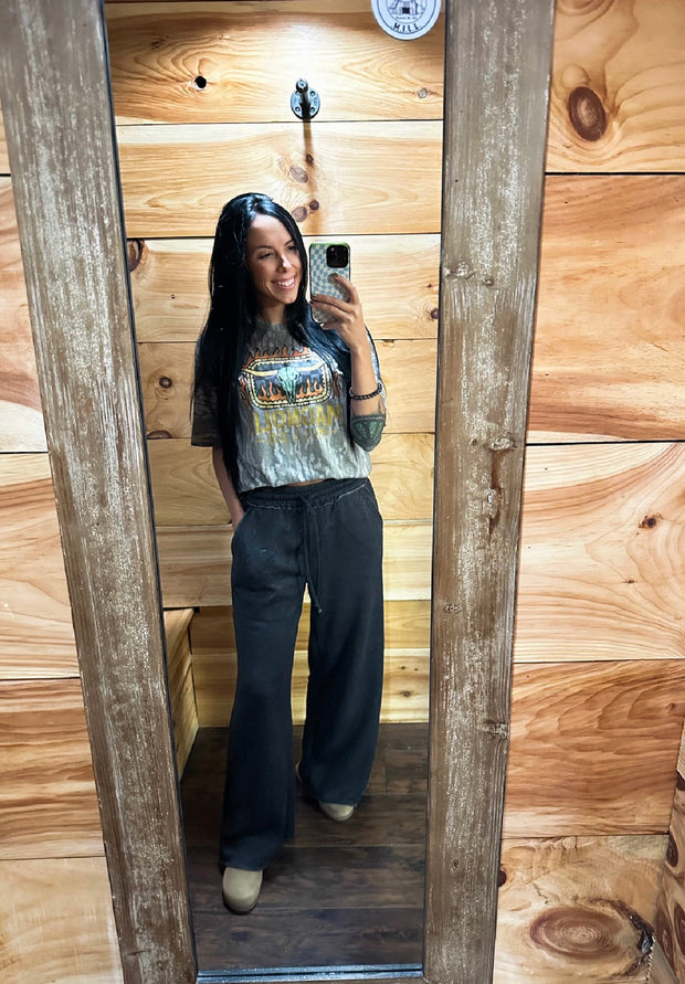 Flora Fleece Sweatpants- Charcoal