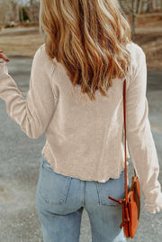 Wilder Waffle Knit Top- - Apricot