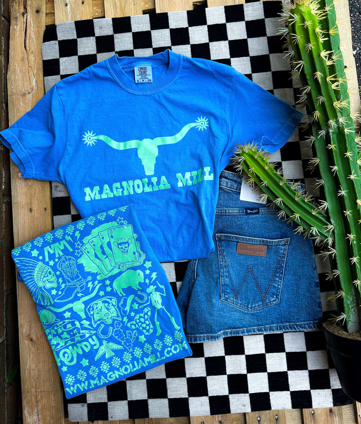 Spur Right Graphic Tee- Washed Denim