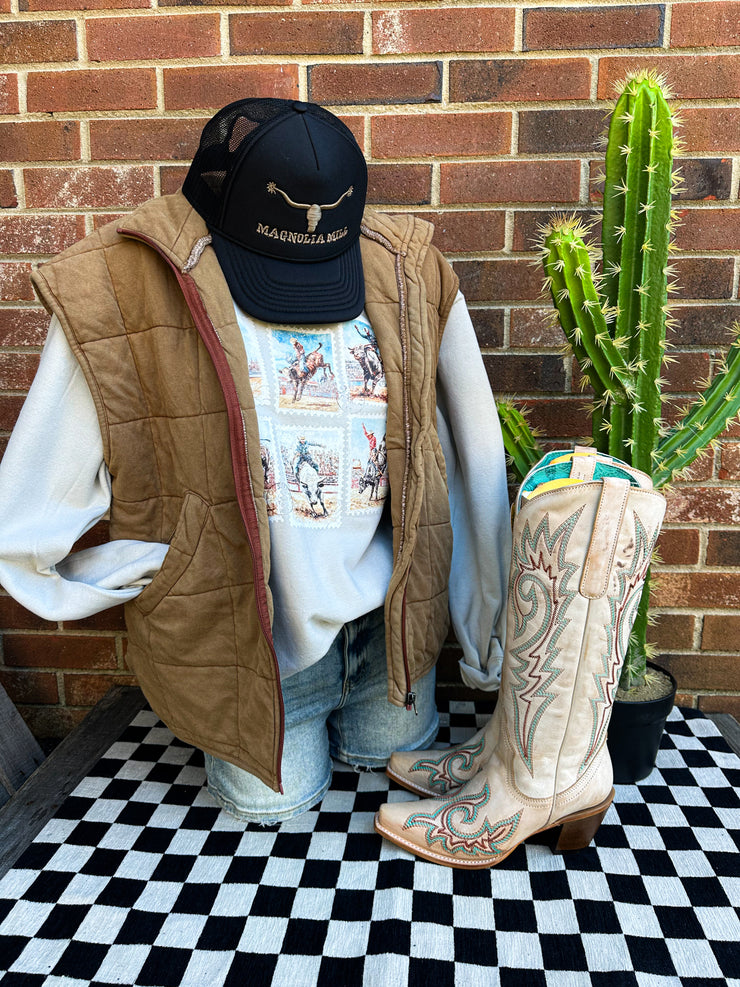 Valencia Quilted Vest- Brown