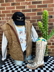 Valencia Quilted Vest- Brown