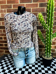 Duck Camo Sheer Top