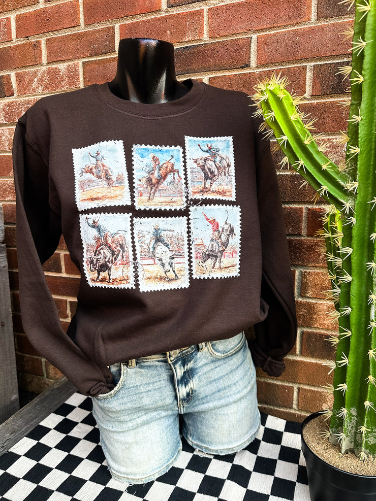 Buckin' Bulls Sweatshirt- Chocolate