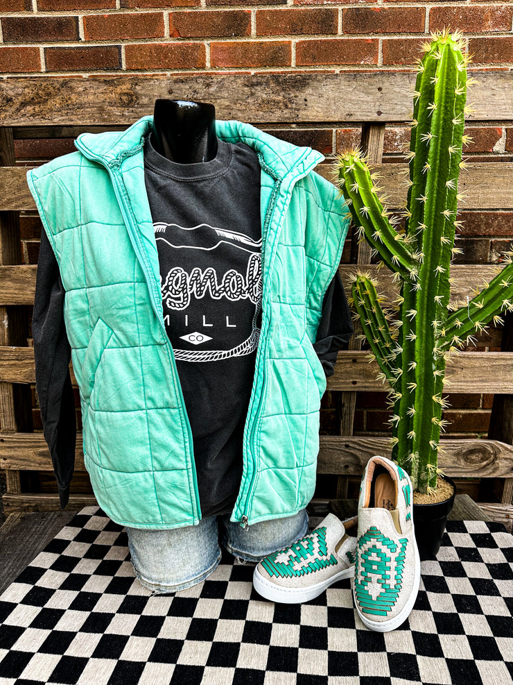 Valencia Quilted Vest- Mint