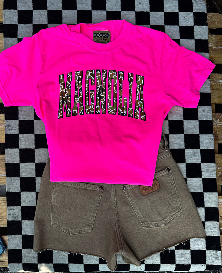 Camo Meets MMCO Graphic Tee- Neon Pink