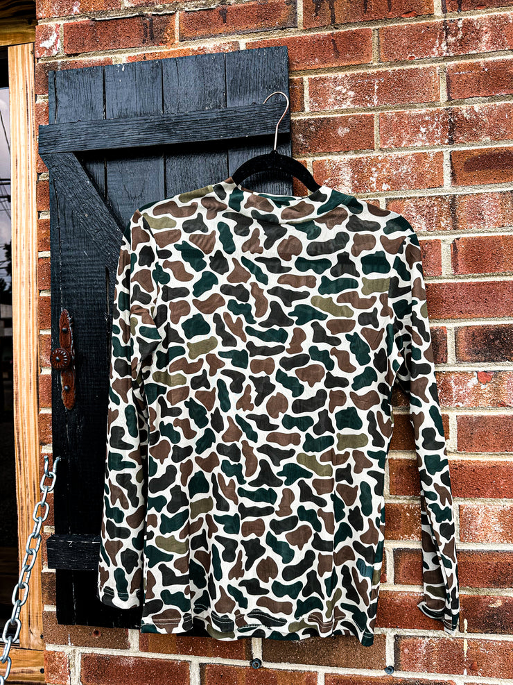 Dilly Duck Camo Sheer Top