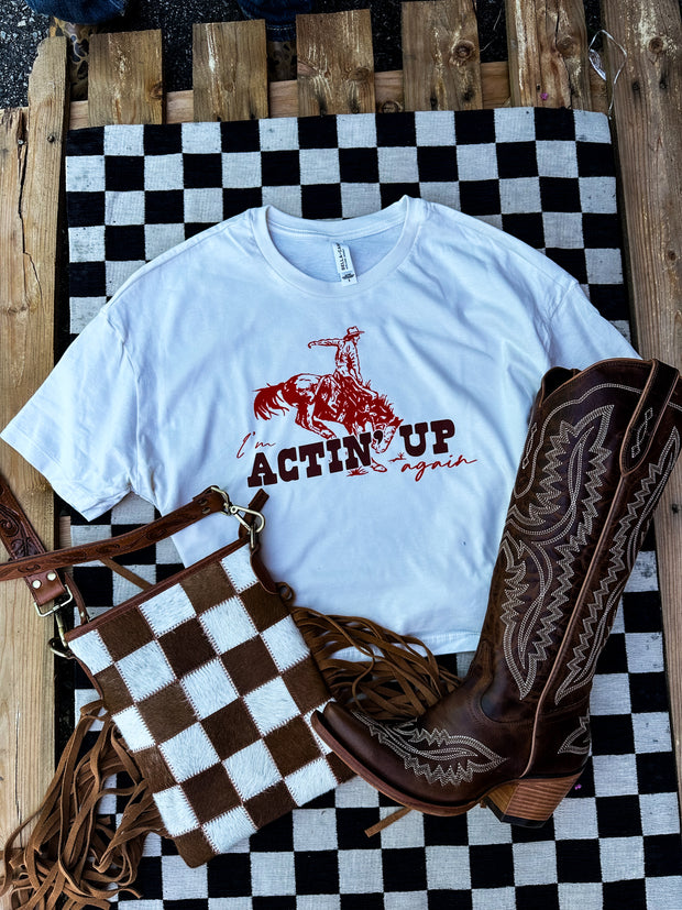 Actin Up Again Cropped Graphic Tee
