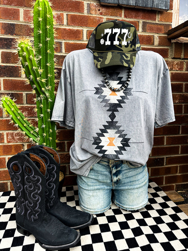 Atlas Aztec Mineral Wash Oversized Graphic Tee