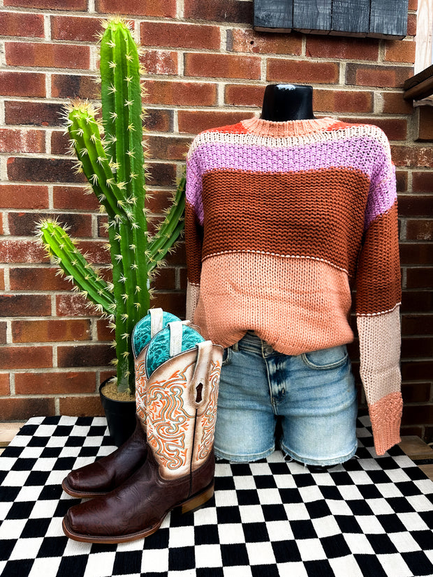 Cowgirl Cropped Colorblock Top