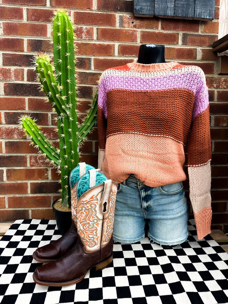 Cowgirl Cropped Colorblock Top