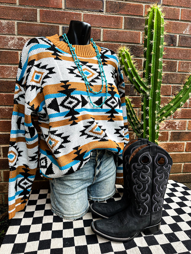 Gemini Aztec Sweater Top