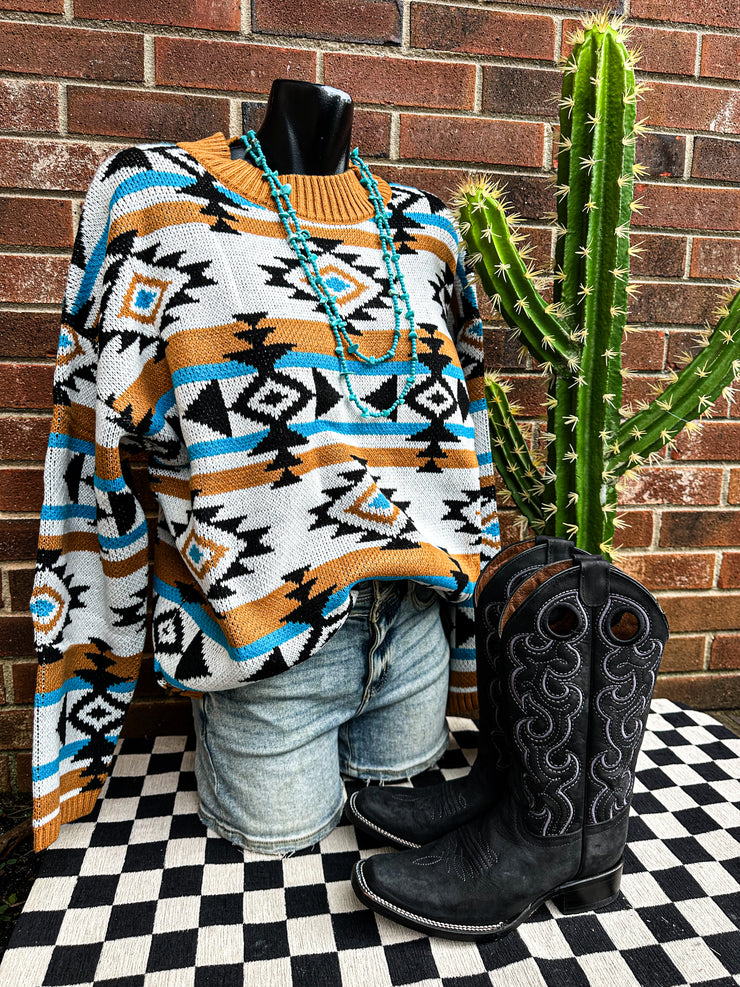 Gemini Aztec Sweater Top