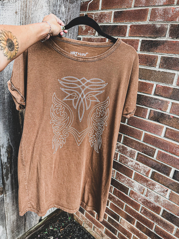 Bootstitch Beauty Dress- Mineral Washed Brown