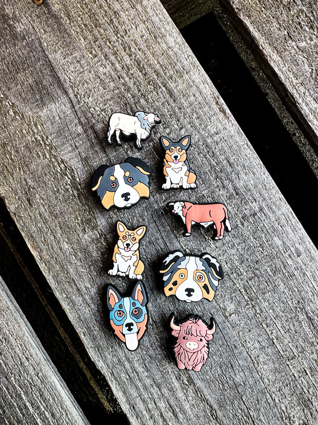 Cattle dog & Cow Clog Charms