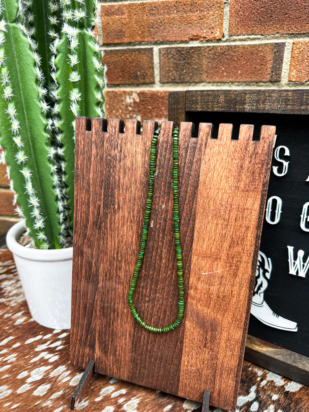 Green Heishi Disk Necklace