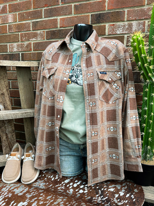 Punchy Aztec Wrangler Boyfriend Shirt Jacket