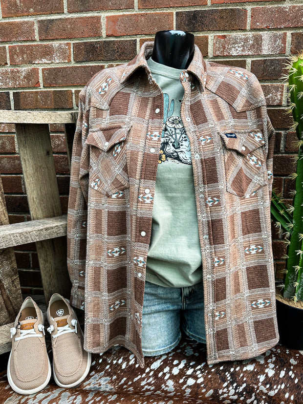 Punchy Aztec Wrangler Boyfriend Shirt Jacket