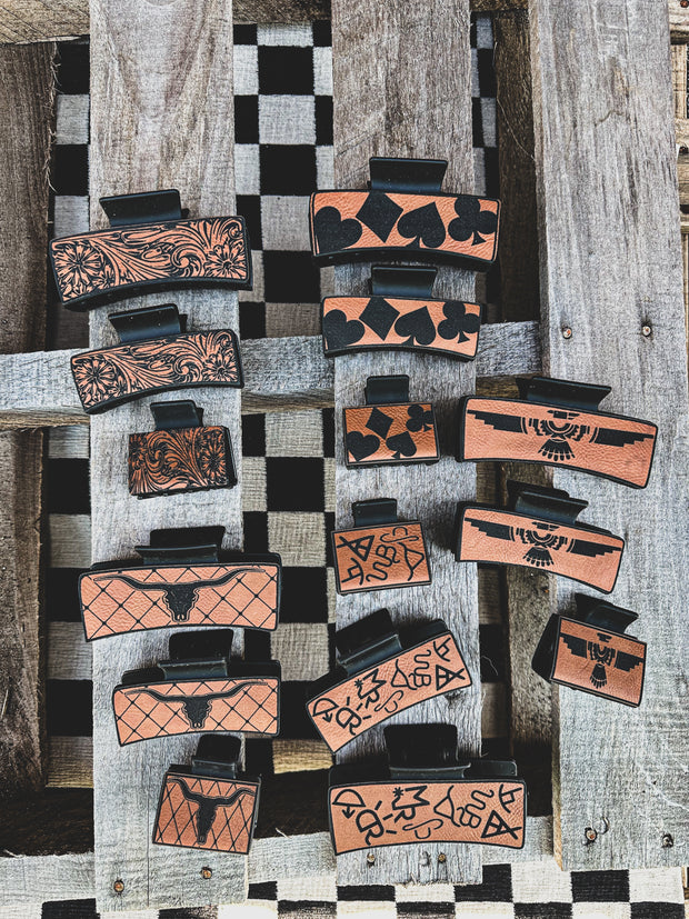 Western Leather Claw Clip