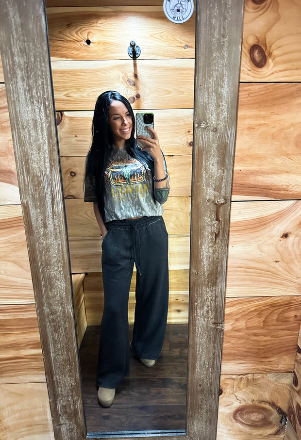 Allington Acid Wash Sweatpants- Black
