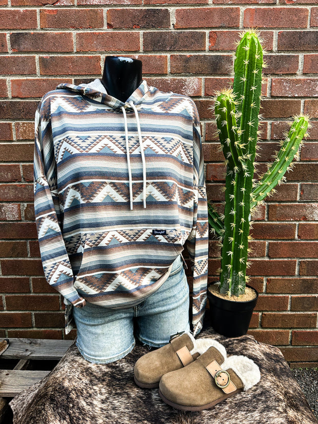 Wrangler Womens Geometric Relaxed Pullover Hoodie