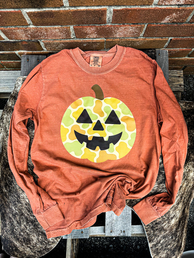 Camo Pumpkin Long Sleeve Graphic