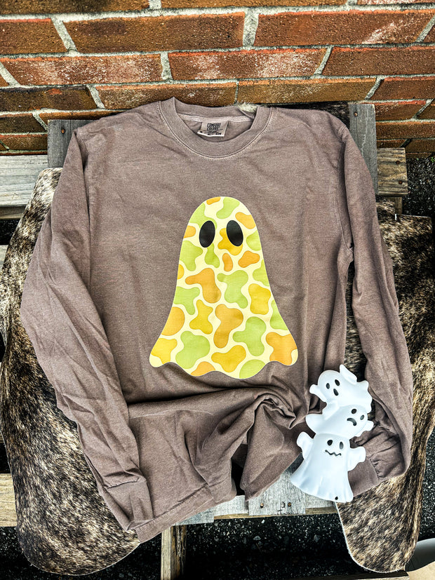 Spooky Camo Ghost Long Sleeve Graphic