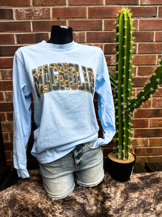 Blue Camo Magnolia Long Sleeve Graphic
