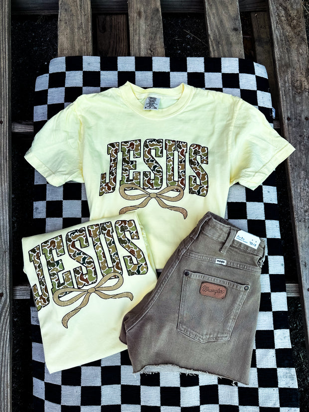 Camo Jesus Graphic Tee- Banana
