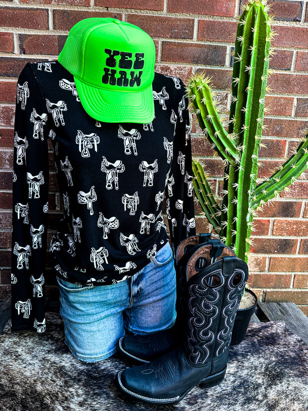 Saddle Up Wrangler Womens Mock Neck Top