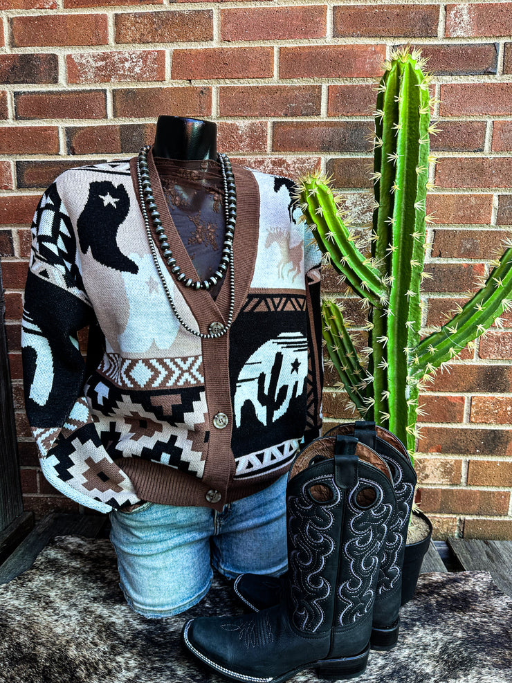 Cowboy Up Cropped Wrangler Cardigan