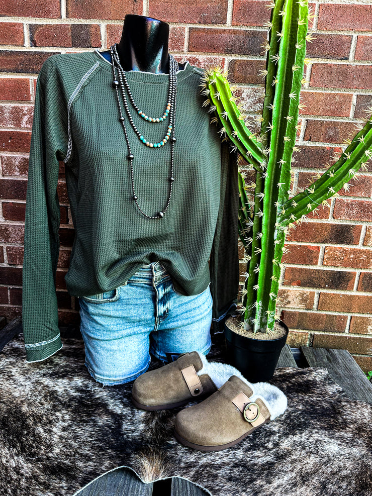 Wilder Waffle Knit Top - Green