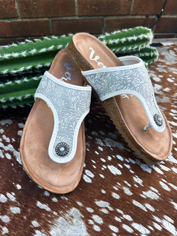 Tulsa Time Sandal- White Grey