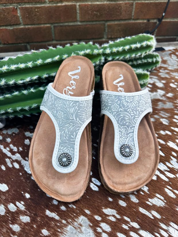 Tulsa Time Sandal- White Grey