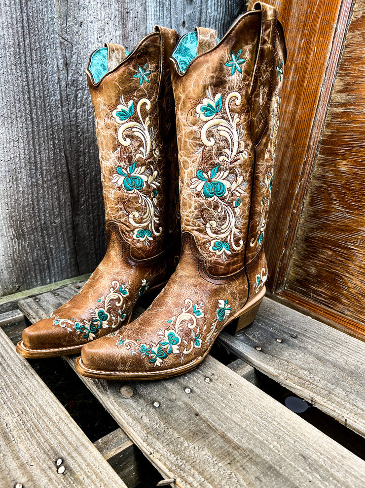 Floral Embroidery Little Girl Corral Boots Corral Women's Boots