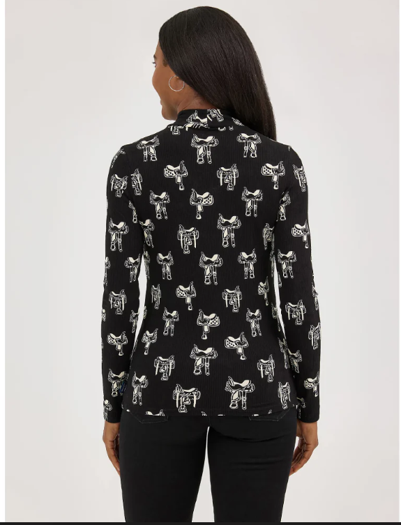 Saddle Up Wrangler Womens Mock Neck Top
