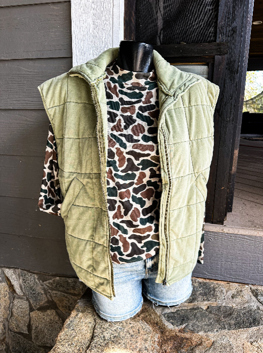 Valencia Quilted Vest- Olive