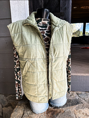 Valencia Quilted Vest- Olive