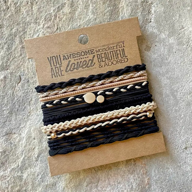 Boho Hair Ties- Black & Tan