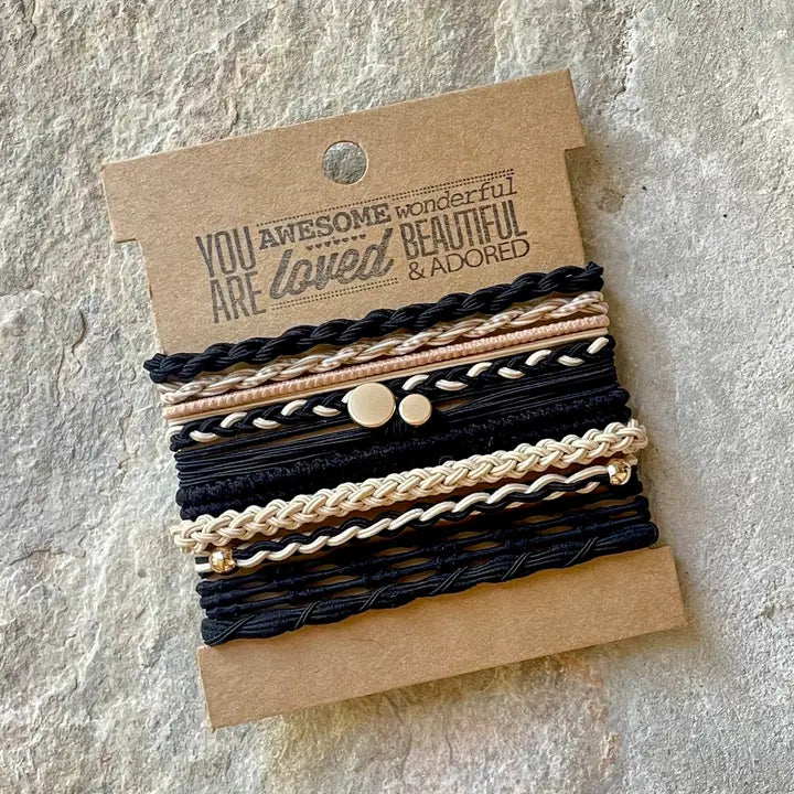 Boho Hair Ties- Black & Tan