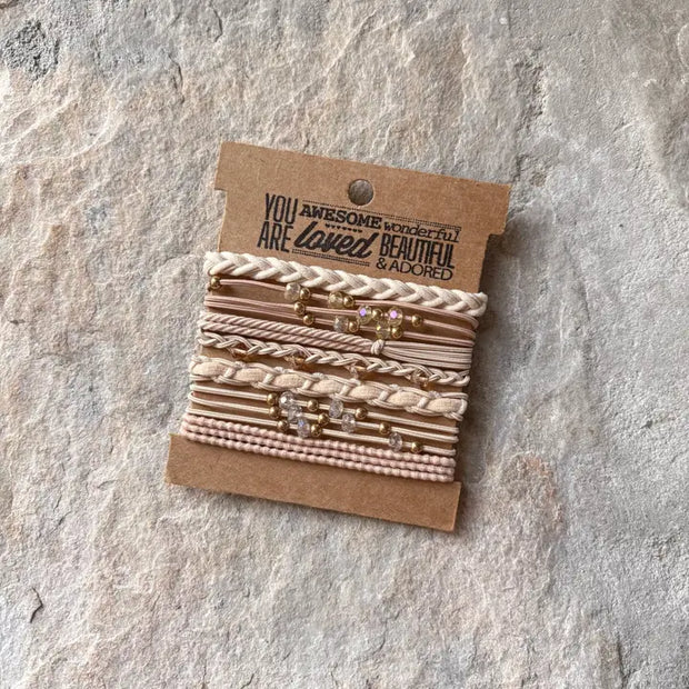 Beige Rhinestone - Boho Hair Ties