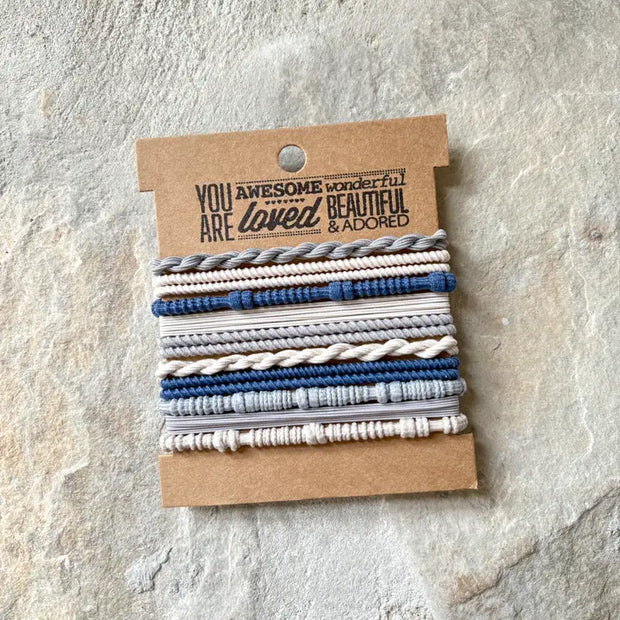Blue & Cream - Boho Hair Ties