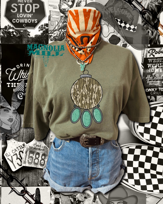 Camo Christmas Ball Graphic Tee-  MADE TO ORDER**