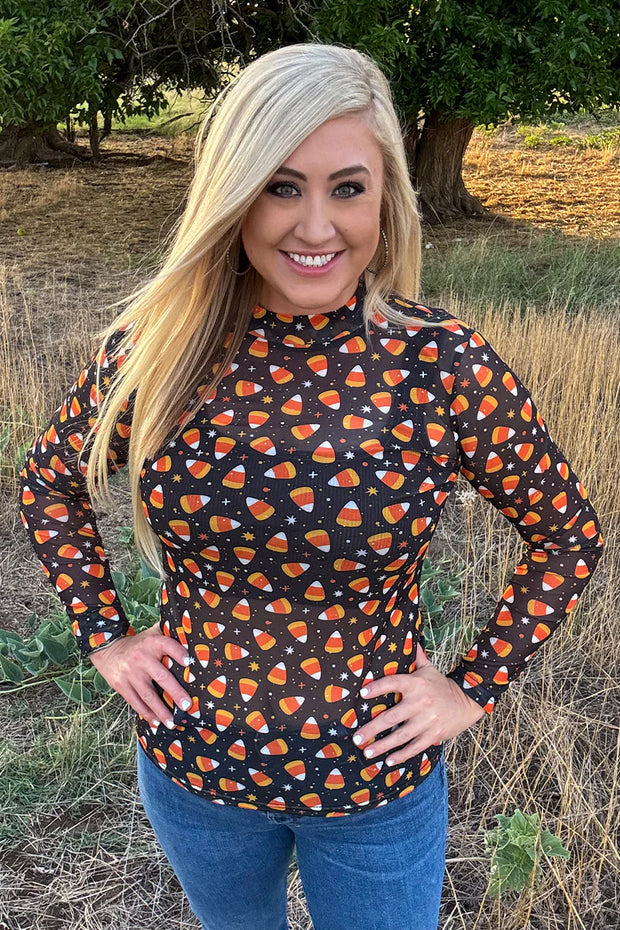 Candy Corn Corral Mesh Top