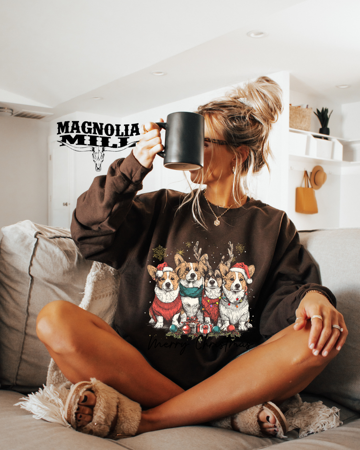 Christmas Corgi Sweatshirt- MADE TO ORDER**