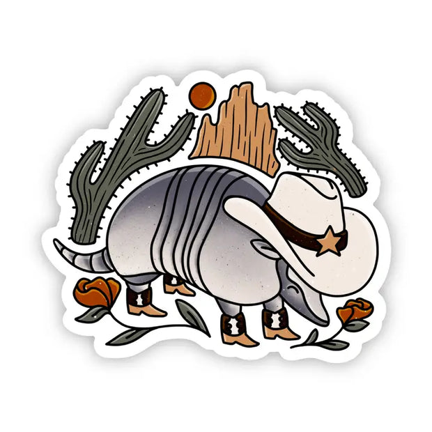 Rollin To Texas Armadillo Sticker