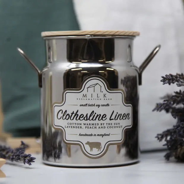 Milk Churn Candle- Clothesline Linen