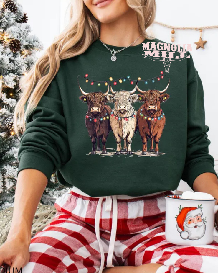 Holiday Highland Sweatshirt- MADE TO ORDER**