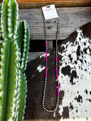 Fuchsia Lucinda Silver Pearl Necklace
