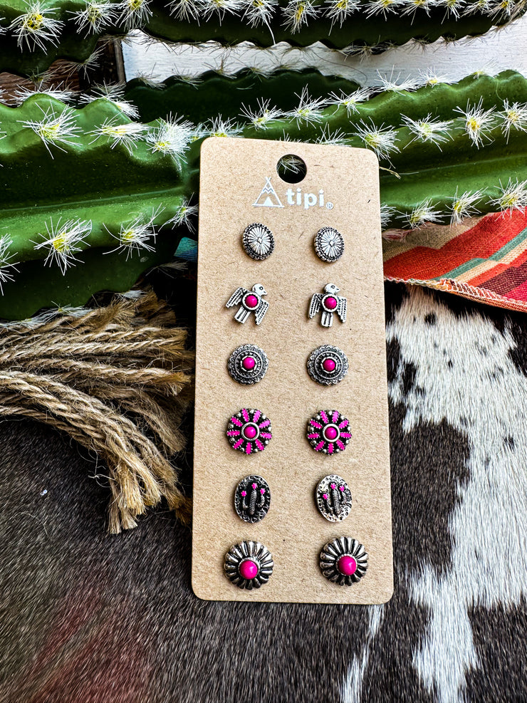 Fuchsia Navvaro Stud Earrings