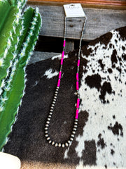 Fuchsia Lucinda Silver Pearl Necklace